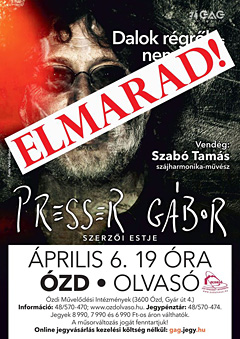 Elmarad az prilis 6‑ra az zdi Olvasba meghirdetett koncert